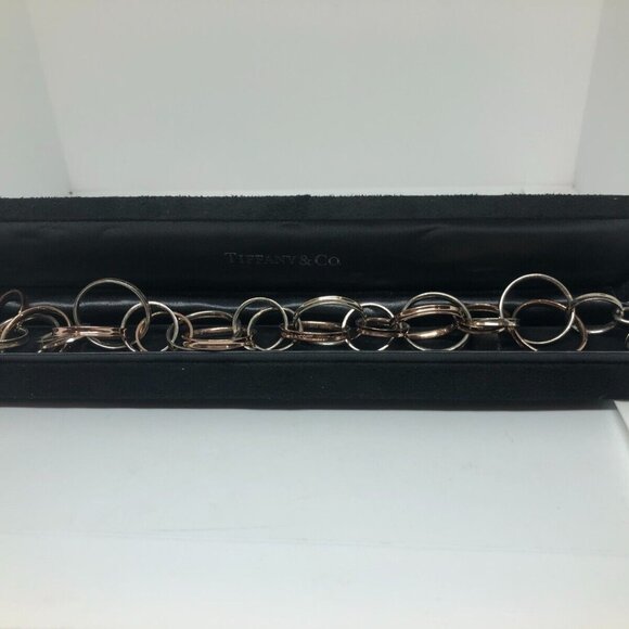 Tiffany & Co. Silver Rubedo 1837 Interlocking Circle Bracelet 8.5" - Picture 8 of 11